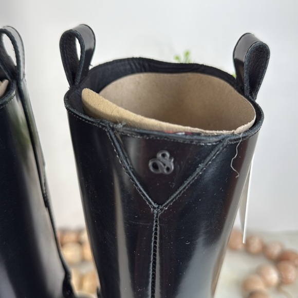 Scotch & Soda Black Leather Aubri Knee High Tall Chelsea Lug Sole 38/7.5 - Picture 9 of 11